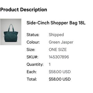 Lululemon Side-Cinch Shopper Bag 18L